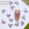 3D gradient purple butterfly nail charms with gold edges, 8x6mm resin nail art pieces - 8*6mm / Gradient Purple