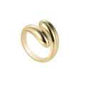 Bague ouverte minimaliste en or poli avec un design fluide moderne sur fond blanc - Ouvert Réglable / Doré