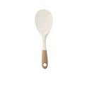 Cucchiaio per riso e spatola in silicone bicolore crema e marrone con foro per appendere - Cucchiaio da Riso Bianco Marrone