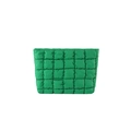 Minimalist green quilted puff clutch bag in soft cotton padding with square stitching - Green