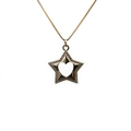 Minimalist gold star necklace with heart cutout and sparkling cubic zirconia stones - Star Pendant with Box Chain / Gold