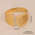 Golden stainless steel cuff bracelet with sparkling rhinestones and hollow geometric pattern - Geometric Hollow Out With Zirconia (1#)