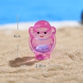 Miniature pink translucent resin monkey figurine in cartoon style measuring 4cm by 2.8cm - Diving Turtle-A Transparent Rose Red