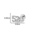 Titanium flat back labret stud with 520 numeric design and sparkling crystals - Silver 520 Number Style (T2583-5#Silver)