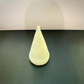White frosted cone jewelry display stand with elegant gold base for rings and earrings - Cone - Beige / Beige