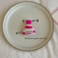 Mini pink and white striped knitted hat accessory with Hand made label for DIY crafts - Striped Letter Hat - Pink White / 1 Piece