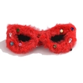 Occhiali da sole cat-eye rossi in peluche con strass colorati e finiture preziose - Rosso
