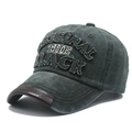 Vintage washed dark green baseball cap with leather trim and Original embroidery - One Size / Dark Green