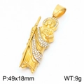 Colgante de San Judas dorado con cristales blancos, 49x18mm, joya religiosa hip hop - Colgante de Figura Religiosa Estilo A (KP130941-MZOZ)