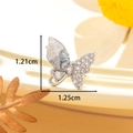 Silver crystal butterfly stud earrings with dimensions of 1.21cm height and 1.25cm width - Butterfly Style (A298-Single Piece)