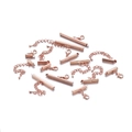 Rose gold jewelry connector set with slide tubes, lobster clasps and extension chains - Rose Gold