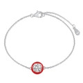 Pulsera de plata de ley S925 con esmalte rojo y detalle de circón transparente - Plata 925 / Circonia Blanca Borde Rojo Redondo (DY150163-S-W-WH)