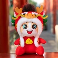 Schattige rode pluchen paardenmascotte in drakenkostuum voor het Chinees Nieuwjaar - 15cm / Knuffel / Bruin