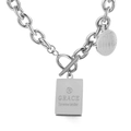 Collana a catena spessa argento con chiusura a T e pendenti incisi in acciaio inossidabile - Collana Grossa Con Doppio Pendente Quadrato Rotondo a T (KN197164-KLX) / Argento