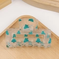 Transparent hair claw clip featuring festive Christmas tree and gift box prints - Christmas Tree & Gift Box