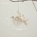 Sparkly beige bird pendant for Christmas tree decoration with silver hanging string - Glitter Gold Bird