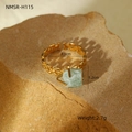 Detailed view of adjustable gold ring with light green stone showing 2.1cm diameter size - Green Raw Stone - Chain Band