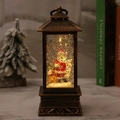 Vintage Bronze Weihnachtslaterne mit Weihnachtsmann, Glitzerschnee und warmem LED-Licht - Retro Gold Weihnachtsmann