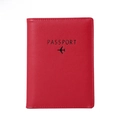 Étui passeport rouge en cuir avec protection RFID et icône d'avion pour voyager - Rouge