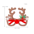 Gafas de Navidad con astas de reno marrones brillantes y hojas de acebo festivas - Gafas de Astas de Reno Grandes con Patrón Marrón