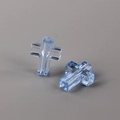 Macro di due perline a croce azzurre traslucide con superficie liscia e fori centrali - Blu