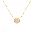 Stainless steel birthstone necklace with 8mm light rose zircon pendant in 14K gold - October Pink
