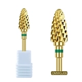 Dettaglio della punta fresa per unghie dorata OMWGJ09 con denti a taglio incrociato - Stile a Denti Incrociati a Forma di Torcia (OMWGJ09)