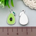Silver base enamel avocado charm pendant for DIY keychain 1.8cm in height - 1Pc Green Avocado