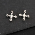 Vintage zinc alloy cross pendants with iridescent gemstone for DIY jewelry and keychains - Simple Cross White