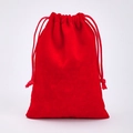 Small red drawstring velvet pouch for jewelry and gift storage with soft texture - 5*7cm / Red
