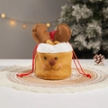 Sac cadeau de Noël renne avec cordon de serrage, bordure peluche et détails brodés - J-20 Sac en Tissu Brillant Cerf