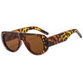 Retro oversized pilotenzonnebril met schildpadmontuur en bruine glazen voor dames - Schildpad