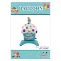 Palloncino in alluminio a forma di cupcake blu in piedi con scritta, festa 52x88cm - Cupcake blu autoportante / 52x88cm