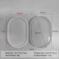 Oval silicone tray mold with dimensions 10.5x15.6x1.6cm for DIY plaster coaster crafts - Small Oval J-267