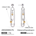 Orecchini a spilla da balia in argento con perle dorate in acciaio inossidabile - Orecchini a Spilla da Balia con Perla Dorata (JDE0204002-PS)