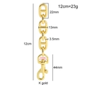 Golden anchor chain strap extender with lobster clasp for mini luxury handbag modification - 12cm Anchor Chain Gold