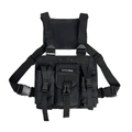 Zaino tattico nero da petto in nylon con tasche multiple e cinghie regolabili - Nero