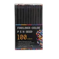 100 colors fineliner color pen set with 0.4mm fine tips and black barrels - Black Barrel 100 Colors