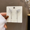Orecchini a fiore in argento con perni S925 e pietre in zircone cubico lucido - E1652 Argento Strass Fiore Nappa