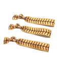 Set of 3 yellow knotted softball hair ties with classic red stitching pattern - Yellow Dark Red Stitching