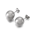 Polished silver stainless steel ball stud earrings with butterfly backings - Steel Color Round Ball Stud Earrings 10mm(KLJ585-Z)