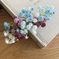 Detailed macro view of acrylic flower cluster hair clip with blue and purple petals - Style 6# Duckbill Clip / Blue White Purple Mix