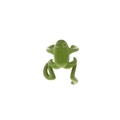 Funny green frog open ring with glossy resin finish for whimsical animal jewelry lovers - Green Frog (5168)
