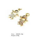 Gold-plated little girl charm with white zircon pavé setting for jewelry making - Style 9 Girl