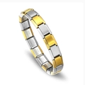 Modular stainless steel link bracelet in two-tone gold and silver finish - Gold and Silver Color-Block Link / Gold and Silver Two-tone