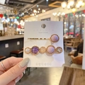 Golden hair clips set with purple resin beads and faux pearls on display card - Smoky Purple 2-Piece Set / Purple Set