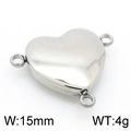 Polished stainless steel double-hole heart charm for jewelry making, 15mm width, 4g - Steel Color (KLJ4943-Z)