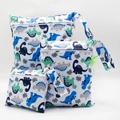 Three-piece baby waterproof diaper wet bag set with blue and green dinosaur prints - BF144 Blue Green Dinosaur