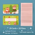 Christmas stationery gift set featuring 20 illustrated cards and clear packaging films - Scratch Card Set - Christmas Girl Green (20 Cards 20 Films)