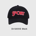 Casquette de baseball noire avec broderie Sport rouge et blanche sur le devant de tête - Noir